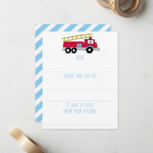 Carte De Correspondance Garçons Fill-In Fire Truck Anniversaire Merci