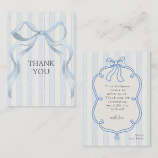 Carte De Correspondance Gender Neutral Watercolor Blue Bow Baby Shower 