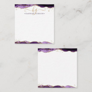 Carte De Correspondance Géode Agate Violet Script Monogramme Parties scint