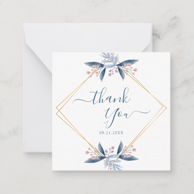 Carte De Correspondance Geometric Greenery Wedding Budget Thank You (Devant)