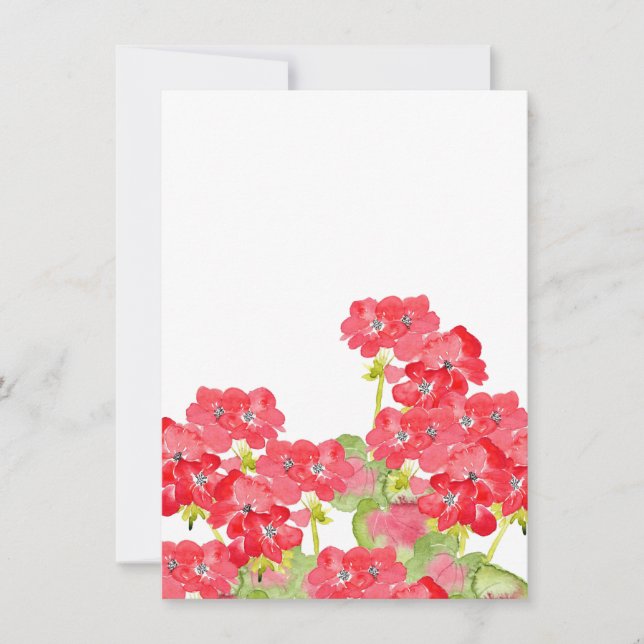 Carte De Correspondance Geraniums d'aquarelles rouges (Devant)