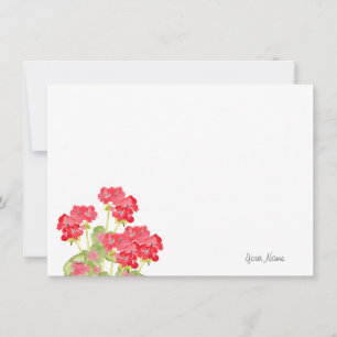 Carte De Correspondance Geraniums d'aquarelles rouges 2