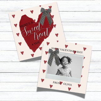 Carte De Correspondance Gingham Bow Red Valentine's Classroom Photo Card