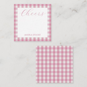 Carte De Correspondance Gingham rose et blanc personnalisé