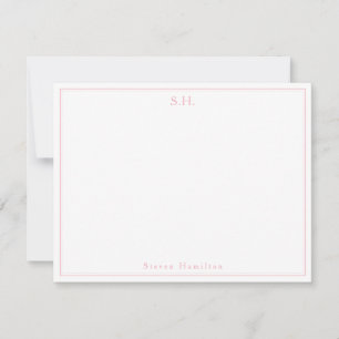 Carte De Correspondance Girl Blush rose Magenta Monogramme Nom Minimaliste