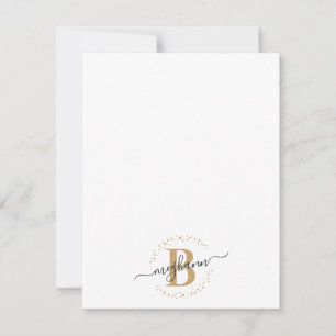 Carte De Correspondance Girly Modern White Gold Nom Script Monogrammé