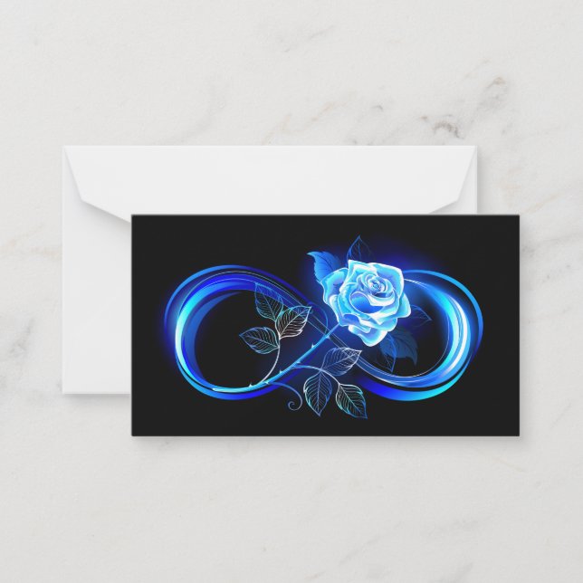 Carte De Correspondance Glowing infinity with blue rose (Devant)