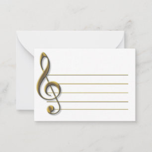 Carte De Correspondance Gold Blank Music Staff Treble Clef Musical