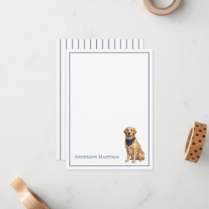 Carte De Correspondance Golden Retriever chic et rayures