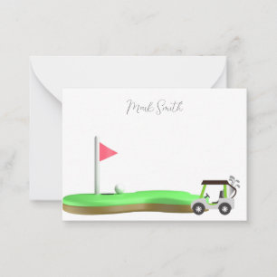Carte De Correspondance Golf avec nom pour golfeur avec voiturette de golf