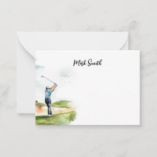 Carte De Correspondance Golf sur le terrain de golf avec Nom pour golfeur