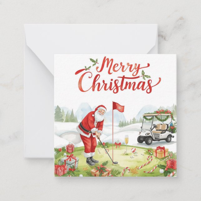 Carte De Correspondance Golfer Santa Claus Golfing Christmas Holiday  (Devant)