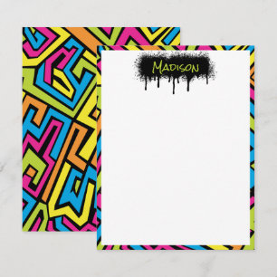 Carte De Correspondance Graffiti Street Art Motif en néon coloré personnal