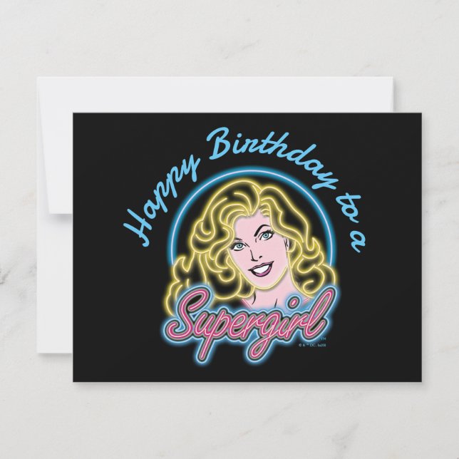 Carte De Correspondance Graphique des lumières de Neon Retro Supergirl (Devant)