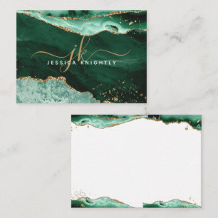Carte De Correspondance Green Agate Geode Gold Parties scintillant Monogra