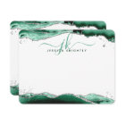 Green Agate Géode Script Monogramme Parties scinti
