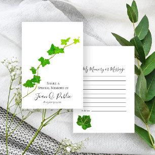 Carte De Correspondance Green English Ivy Vine Partager Mémoire Funéraille