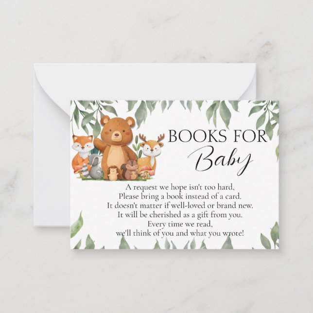 Carte De Correspondance Green Woodland Animals Livres Pour Bébé (Devant)