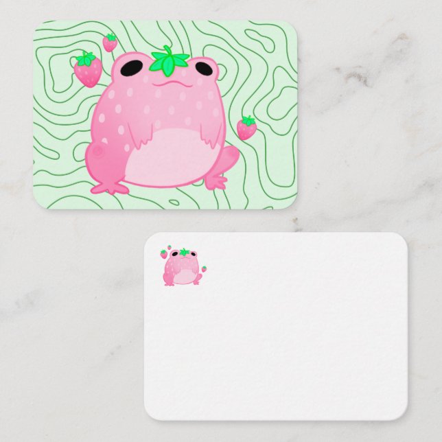 Carte De Correspondance Grenouille à fraise Kawaii (Devant / Derrière)