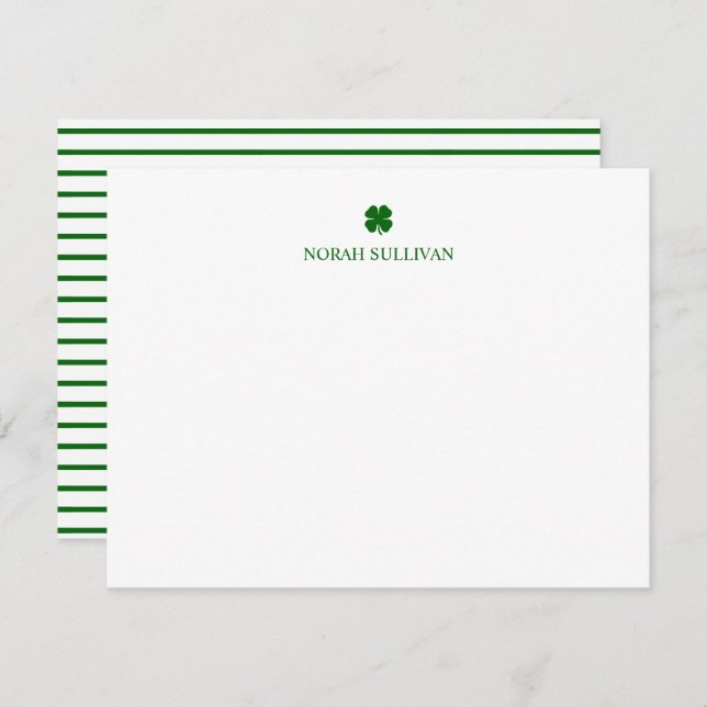 Carte De Correspondance Grille verte moderne à quatre feuilles Clover Luck (Devant / Derrière)