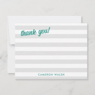 Carte De Correspondance Gris Lignes Merci Turquoise Ajouter un nom