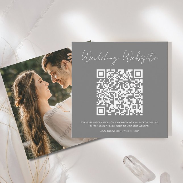 Carte De Correspondance Gris | RSVP | Site Mariage (Créateur téléchargé)