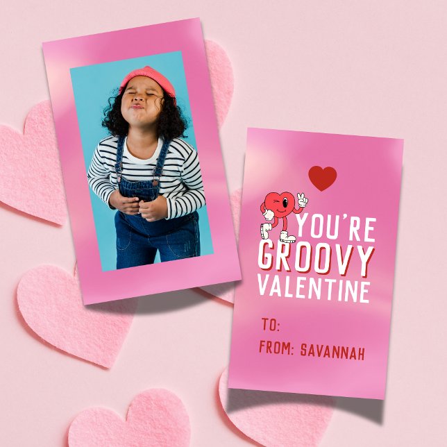 Carte De Correspondance Groovy Retro Gradient Valentine's Classroom Card (Groovy Retro Gradient Valentine's Classroom Card)