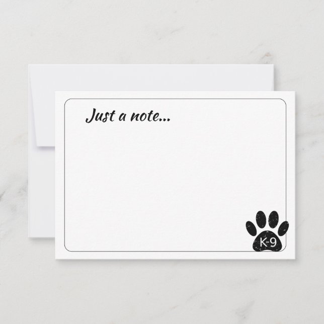 Carte De Correspondance Grunge Distressed Dog Paw K-9 Just a Note (Devant)