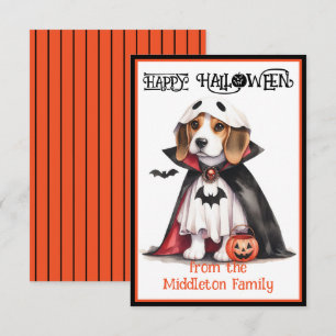 Carte De Correspondance Halloween beagle Chien heureux
