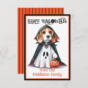 Carte De Correspondance Halloween beagle Chien heureux