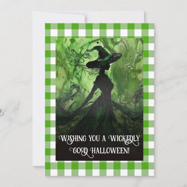 Carte De Correspondance Halloween Belle Sorcière Peinte (Devant)