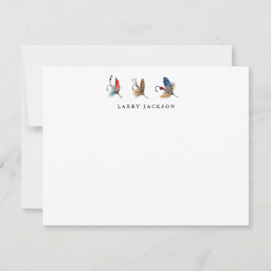 Carte De Correspondance Hameçons de pêche vintage Aquarelle Plat