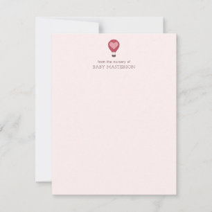 Carte De Correspondance Heart Hot Air Balloon Pastel Baby shower rose