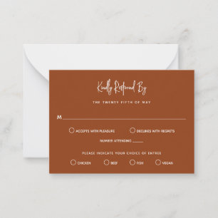 Carte De Correspondance Heather Elegant Terracotta Minimal Mariage moderne