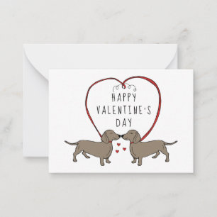 Carte De Correspondance Heureuse Sainte-Valentin   Coeurs & Dachshunds
