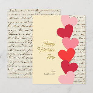 Carte De Correspondance Heureuse Sainte-Valentin moderne Vintage Red Heart