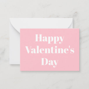 Carte De Correspondance Heureuse Sainte-Valentin rose blanc typographie mo