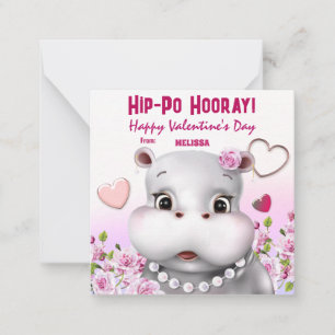 Carte De Correspondance Hippo dans Perles Rose Floral classe Amour