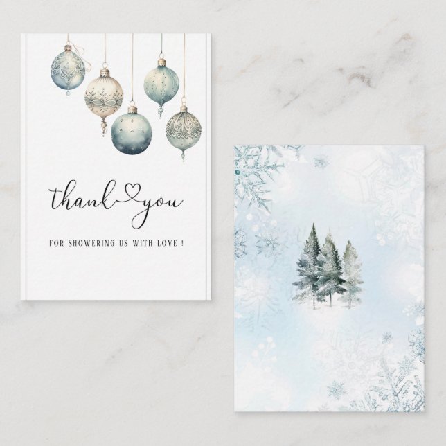 Carte De Correspondance Hiver Joyeux Noël Aquarelle Baby shower (Devant / Derrière)