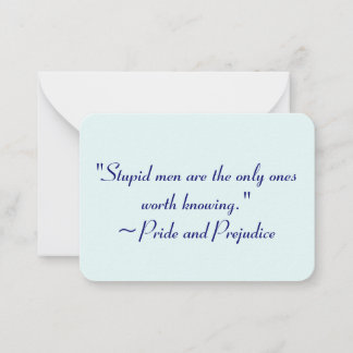 Carte De Correspondance Hommes Stupides À Connaître Jane Austen Citation