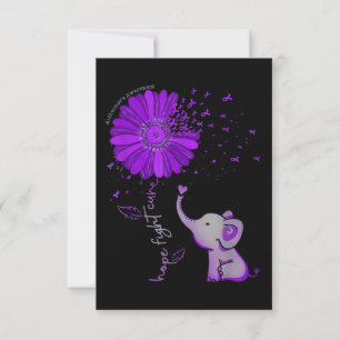 Carte De Correspondance Hope Fight Cute Elephant Alzheimer's Purple Ribbon