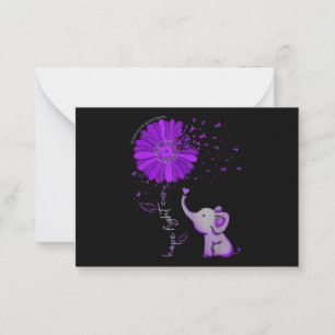 Carte De Correspondance Hope Fight Cute Elephant Alzheimer's Purple Ribbon