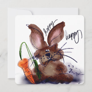 Carte De Correspondance Hoppy Happy Easter Watercolor Bunny Notecard