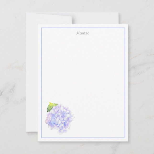 Carte De Correspondance Hydrangea Aquarelle Vignette (Devant)