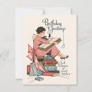 Carte De Correspondance Illustration d'anniversaire pour amateur de livres