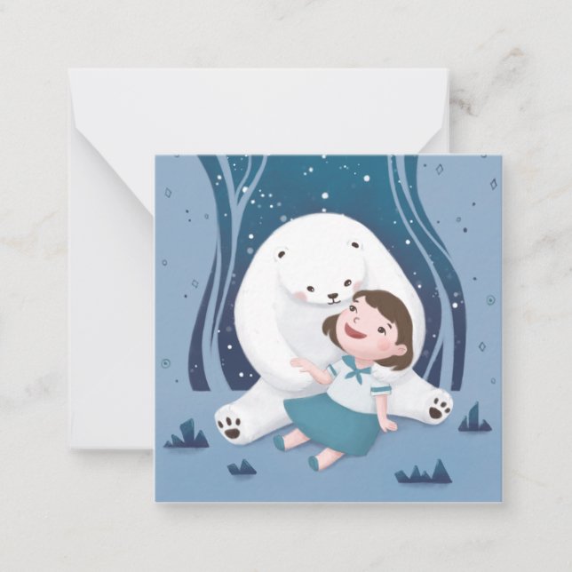 Carte De Correspondance Illustration de l'ours polaire et de l'enfant (Devant)