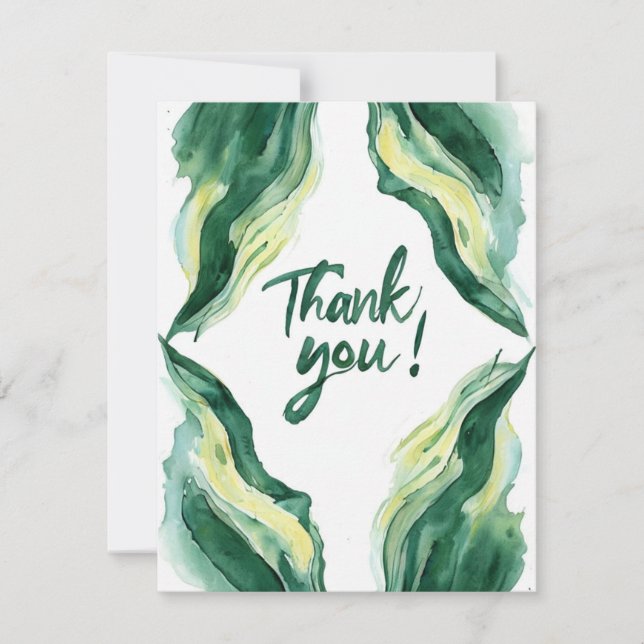 Carte De Correspondance Illustration du cadre feuille Merci aquarelle (Devant)