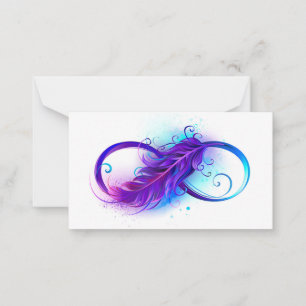 Carte De Correspondance Infinity with purple feather