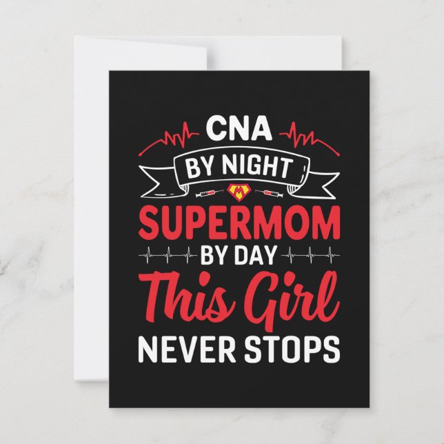 Carte De Correspondance Infirmière Cadeau CNA Par Supermom De Nuit (Devant)