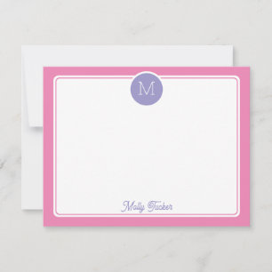 Carte De Correspondance Initiale de monogramme en cercle Prépa Rose Violet